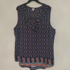 Terra & Sky Blue Sleeveless Blouse